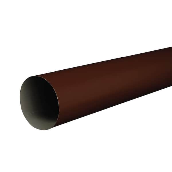 4 in. x 10 ft. Royal Brown Aluminum Plain Round Downspout