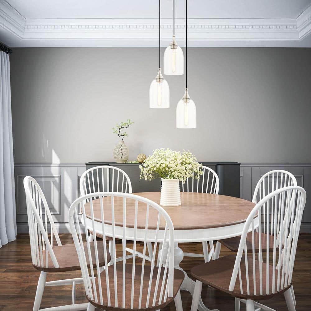 Coastal Brushed Nickel Mini Pendant with Clear Glass Shade