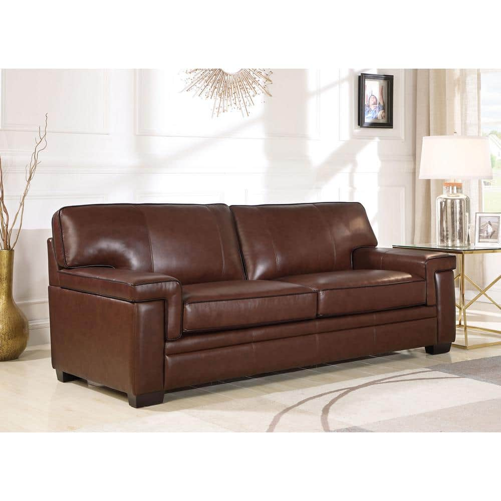 Trent Austin Design® Perrigo 85 Top Grain Italian Leather Match Sofa with  2 Accent Pillows & Reviews