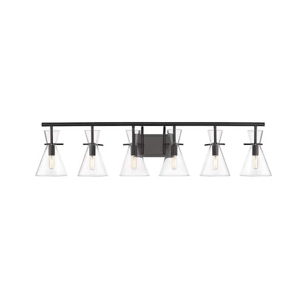 Innovations Colden 45 in. 6-Light Matte Black Vanity Light with Clear Glass Shade
