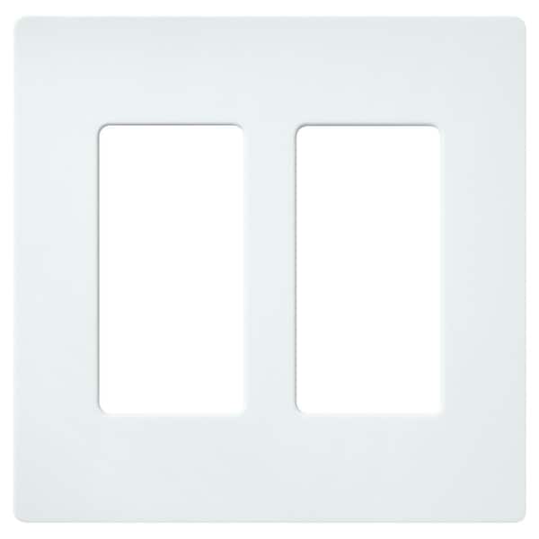 Lutron Claro 2 Gang Wall Plate for Decorator/Rocker Switches, Satin, Glacier White (SC-2-GL) (1-Pack)