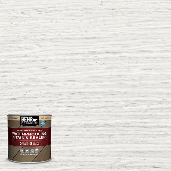 BEHR PREMIUM 8 oz. #ST-210 Ultra Pure White Semi-Transparent Waterproofing Exterior Wood Stain and Sealer Sample