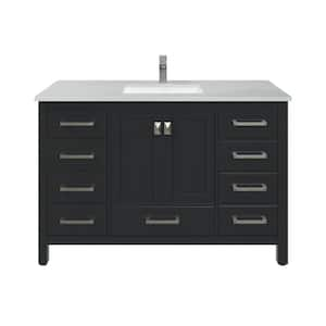 London 42 in. Single Sink Espresso Bath Vanity with White Carrara Quartz Top (Assembled)