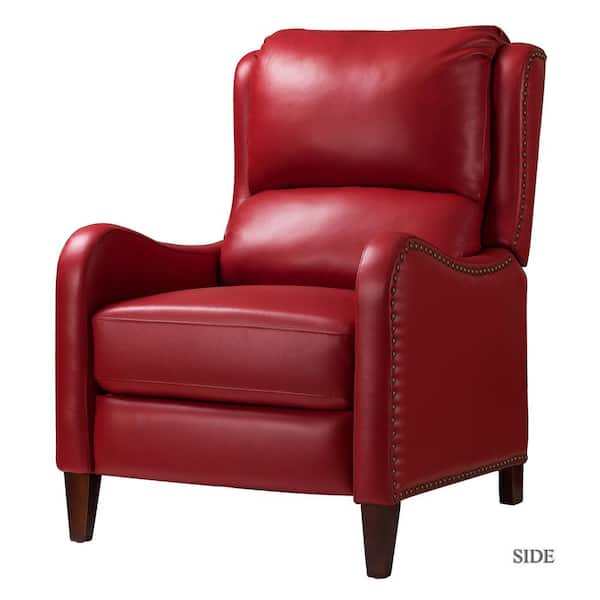 Jayden Creation Hyde Red Nailhead, Red Leather Recliners