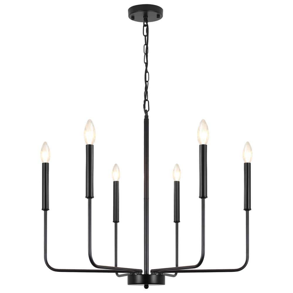 6-light Black Candlestick Chandelier for Kitchen with no bulbs included