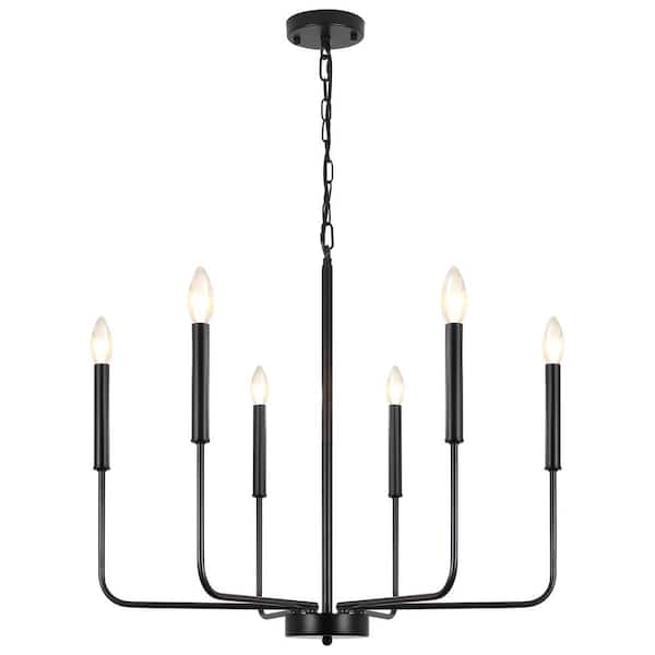 ADSENSTY 6-light Black Candlestick Chandelier for Kitchen with no bulbs included