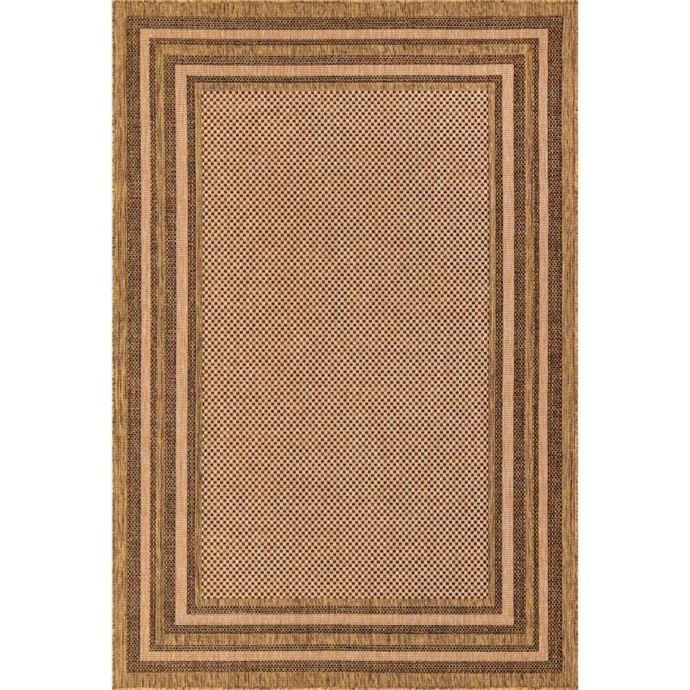 Outdoor Multi Border Light Brown 6' 0 x 9' 0 Area Rug price history on PriceWatchPro