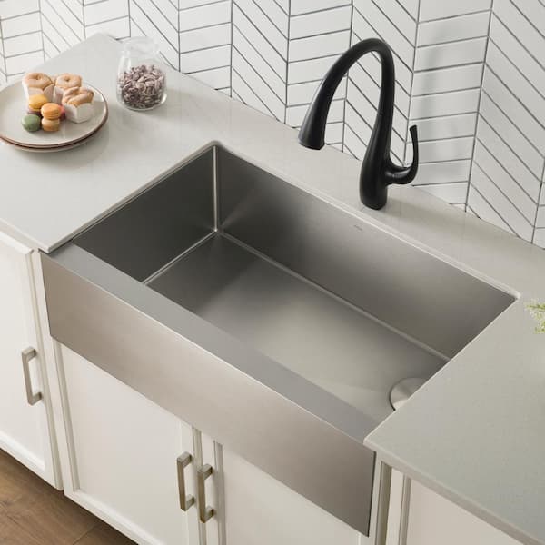 Standart PRO 33 in. Farmhouse/Apron-Front Single Bowl 16 Gauge Stainless Steel Kitchen Sink with Accessories