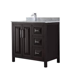 Daria 36 in. Single Bathroom Vanity in Dark Espresso with Marble Vanity Top in Carrara White with White Basin