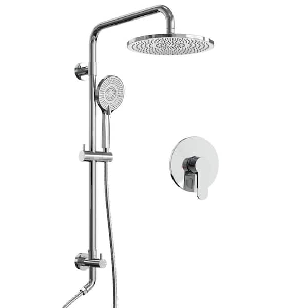 Single Handle 3-Spray 10 in. Tub and Shower Faucet 2.5 GPM with 3 Modes Handheld in. Chrome Valve Included