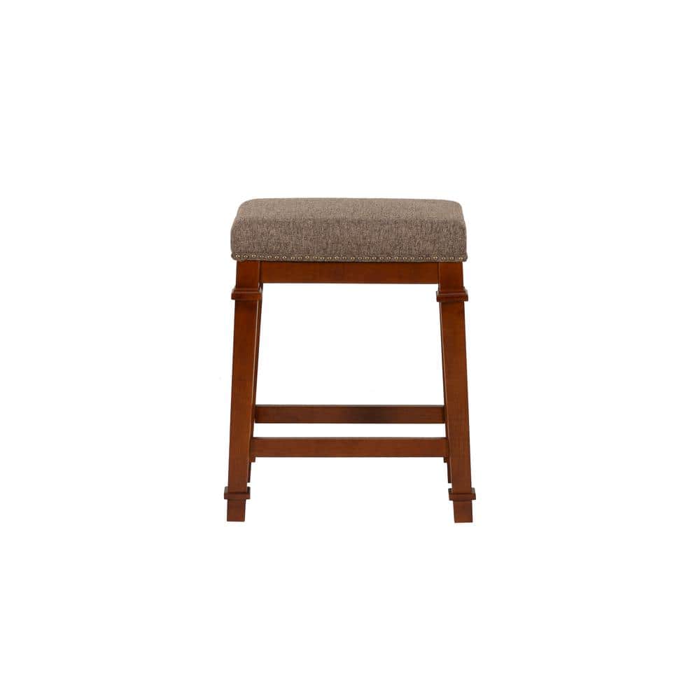 Kennedy Backless Walnut Brown Wood Counter Stool