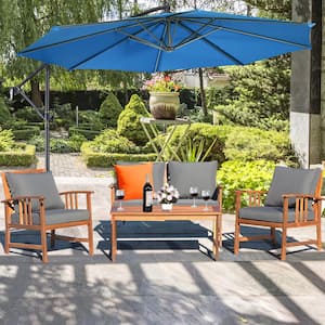 10 ft. Steel Cantilever Tilt Patio Umbrella with Stand in Blue