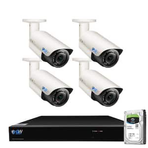 8-Channel 5MP NVR 1TB Security Camera System with 4 Wired IP Cameras Bullet Varifocal Zoom, Mic, Human Detection