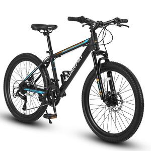 26 in. Blue Aluminium Outdoor 21 Speeds Mountain Bike with Mechanical Disc Brakes Steel Frame for Adult and Teenagers