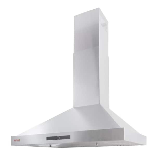 VEVOR 30 in. Wall Mount Range Hood Ductless Kitchen Stove Vent with Push Button Silver