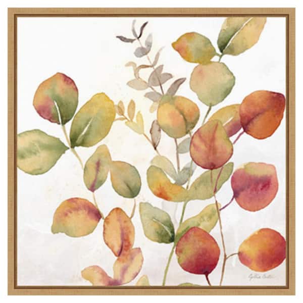 Amanti Art Eucalyptus Leaves Fall I by Cynthia Coulter 22 in. W x 22 in. H. Canvas Wall Art Print Framed in Brown