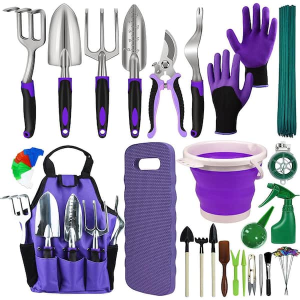 Unbranded 105-Piece Gardening Kit Including Garden Kneeling Pad Heavy-Duty Aluminum Gardening Hand Tools (Purple), Garden Tool Set