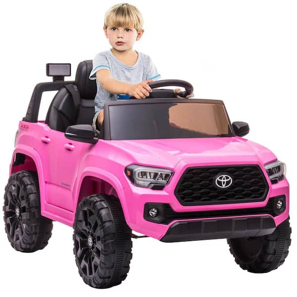 Garvee Officially Licensed Toyota Tacoma 12-Volt Kids Ride on Car, Kids Electric Vehicles with Parent Remote Control, Pink