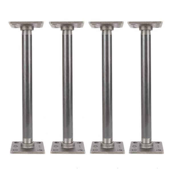 PIPE DECOR 3/4 in. x 1 ft. L Black Steel Pipe Square Flange Table Leg Kit (Set of 4)