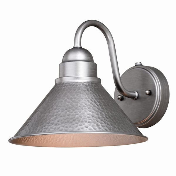 VAXCEL Outland 1-Light Dusk to Dawn Brushed Pewter Farmhouse Barn Dome Outdoor Wall Lantern