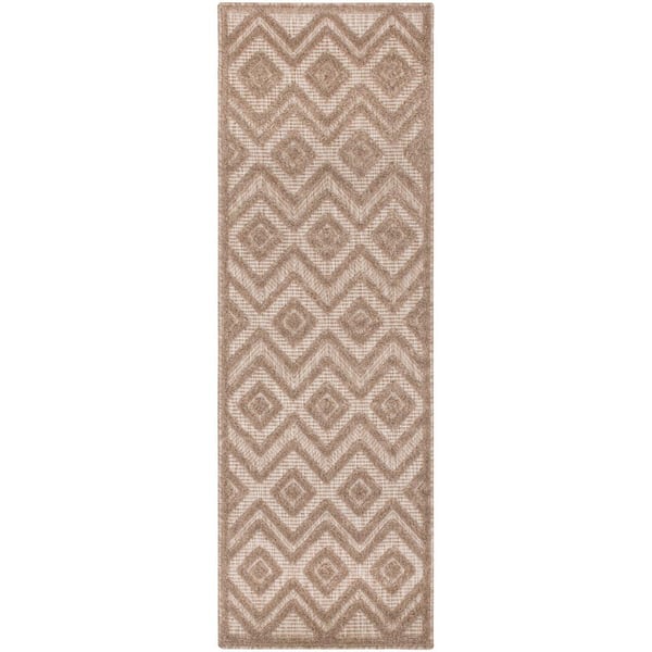 Versatile Natural Beige 2 ft. x 6 ft. Diamond Contemporary Runner Indoor Area Rug
