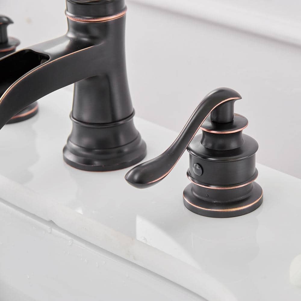 Oil Rubbed Bronze 8-Inch Widespread Double Handle Bathroom Faucet