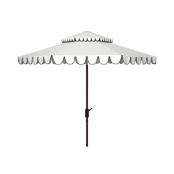 SAFAVIEH Venice 9 ft. Aluminum Market Tilt Patio Umbrella in White/Black