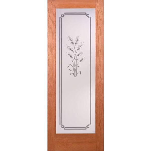 Feather River Doors 28 in. x 80 in. Harvest Woodgrain 1 Lite Unfinished Cherry Interior Door Slab