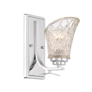 1-Light Dimmable Chrome Wall Armed Sconce