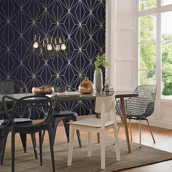 Harmony Navy Blue Geometric Paste the Wall Wallpaper