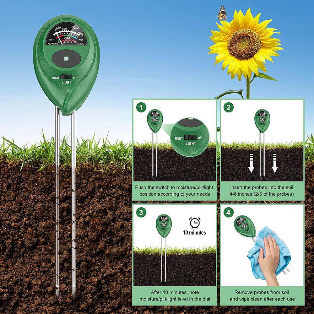 Green Digital 3-in-1 Soil Tester Kit for Indoor/Outdoor Use
