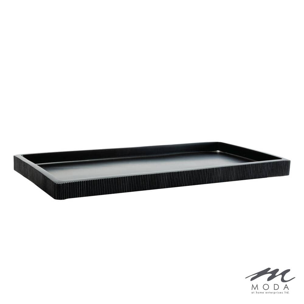 Matte Black Rectangular Plastic Bathroom Tray