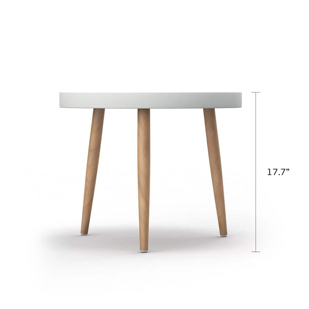 Kurv Round White and Natural Wood Chat Table