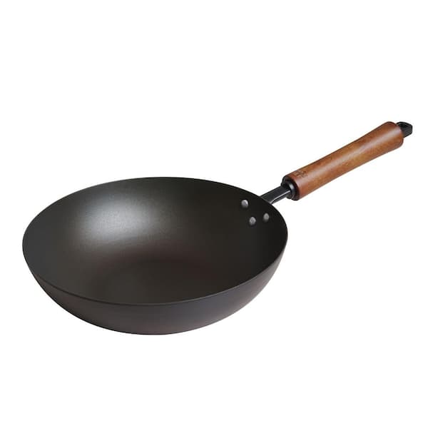 Classic Series 9.5 in Carbon Steel Preseasoned Stir Fry Pan with Beech Wood Handle