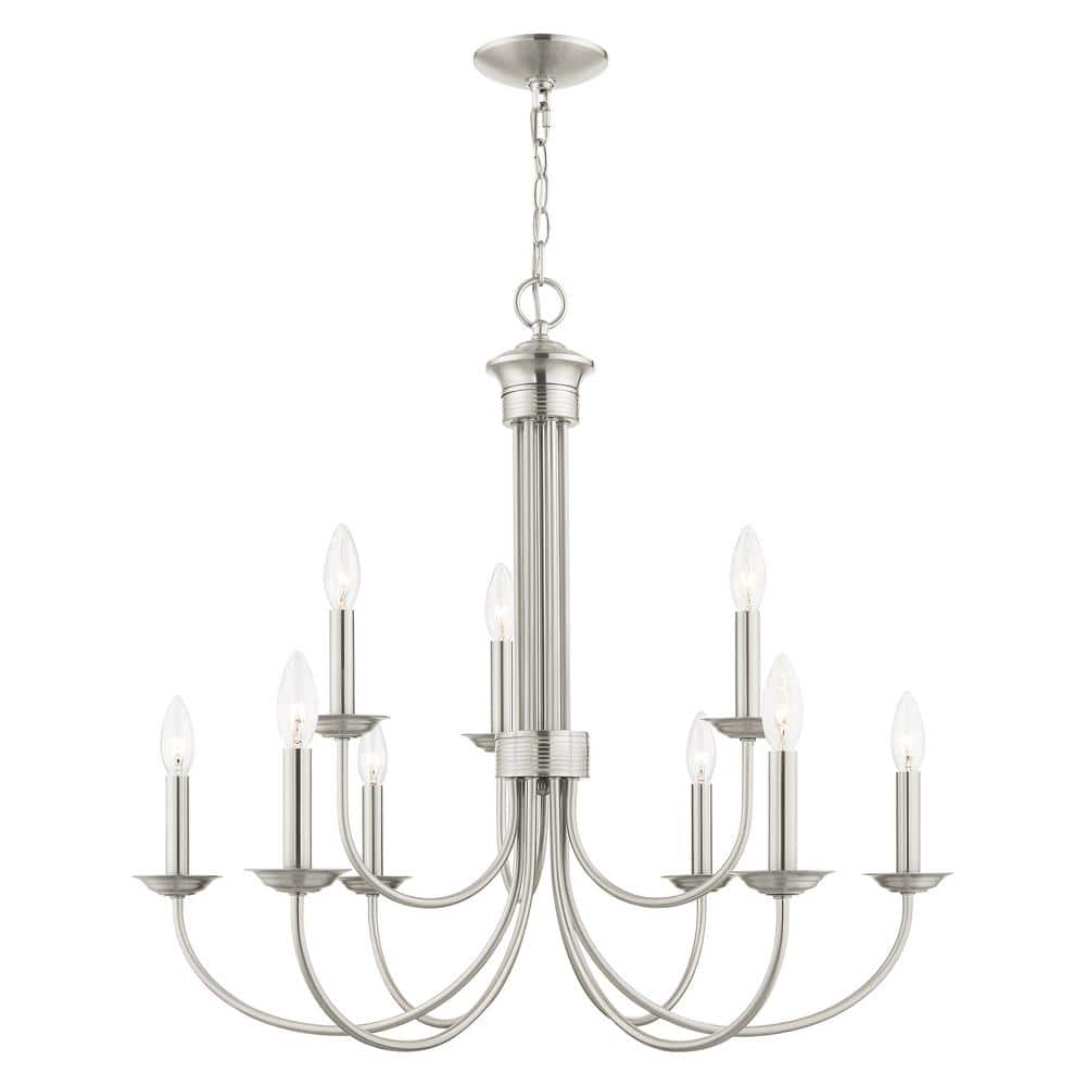 Livex Lighting Estate 10 Light Brushed Nickel Chandelier