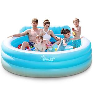 7.74 ft. x 7.08 ft. Inflatable Swimming Pool with Seats, Above Ground Blow Up Pool with Backrest Bench, Kiddie Pool