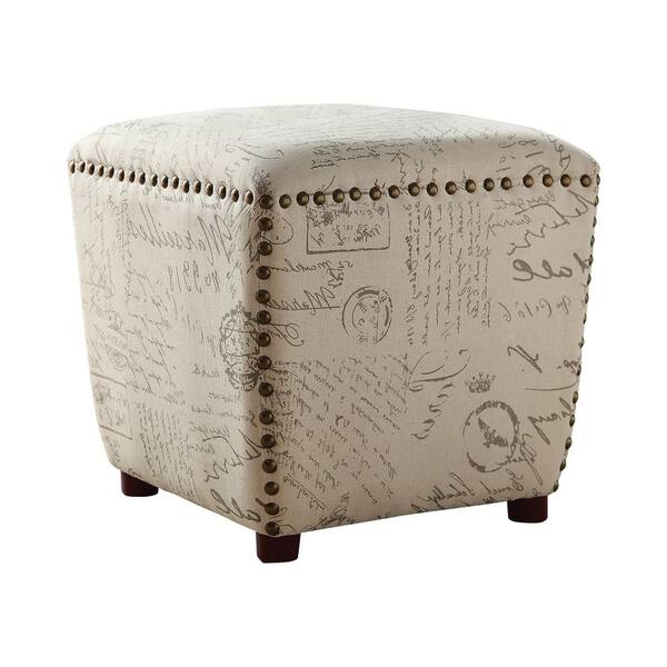 Adeco Foot Rest Ottoman Pet Stool - Beige-Linen