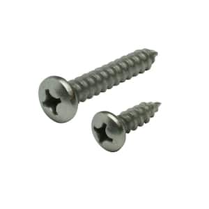 #14 x 1-1/2 in. and #12 x 3/4 in. Satin Nickel Heavy Duty Shelf Bracket Screw Kit (12-Pack)