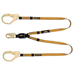 6 ft. Lanyard, Twin, External Absorber, with Steel Snap Hooks on D-Ring End and Steel Rebar Hook on Anchor End