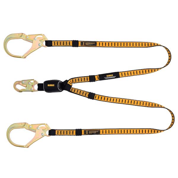 6 ft. Lanyard Twin External Absorber with Steel Snap Hooks On D-Ring End and Steel Rebar Hook On Anchor End