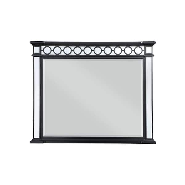 HomeRoots 52 in. W x 42 in. H Wood Black Dresser Mirror