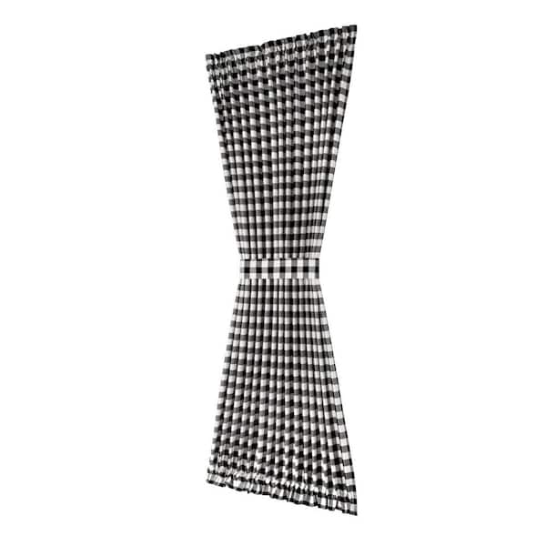 ACHIM Buffalo Check 54 in. W x 72 in. L Polyester/Cotton Light Filtering Door Panel and Tieback in Black/White