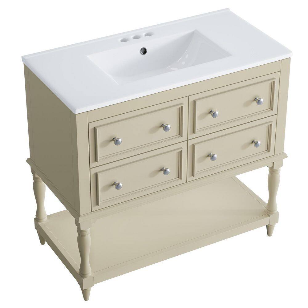 36 in. Single Sink White Bath Vanity with White Cultured Marble Top price history on PriceWatchPro