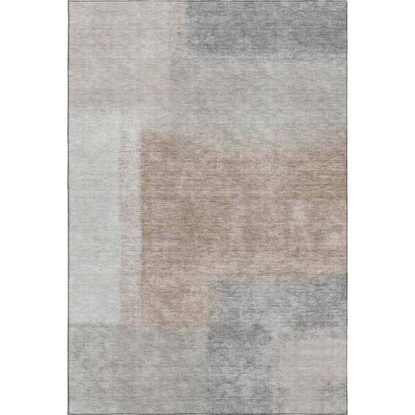 Mayfield Premium Machine Washable Abstract AMF2341 Taupe 10 ft. x 14 ft. Area Rug