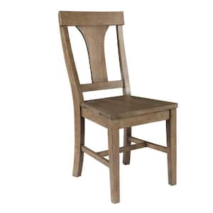 Distressed Gray Reclaimed Wood Dining Chair with Fiddle Back (Set of 2)