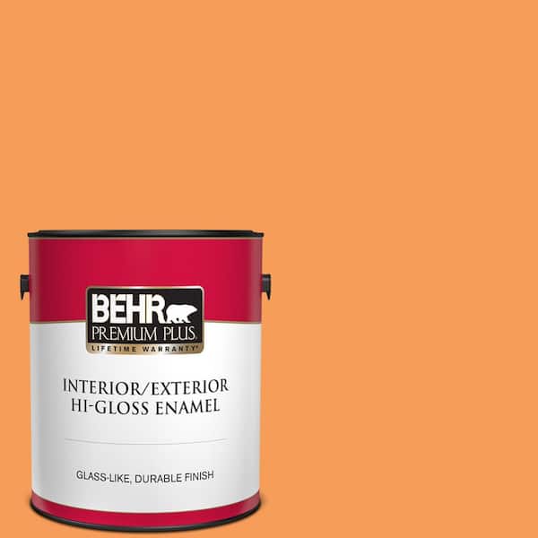 BEHR PREMIUM PLUS 1 gal. #P220-6 Bergamot Orange Hi-Gloss Enamel Interior/Exterior Paint