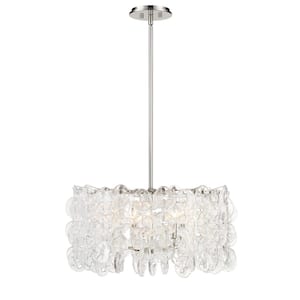 Taffinoe 5-Light Polished Nickel Pendant with Clear Glass Accents