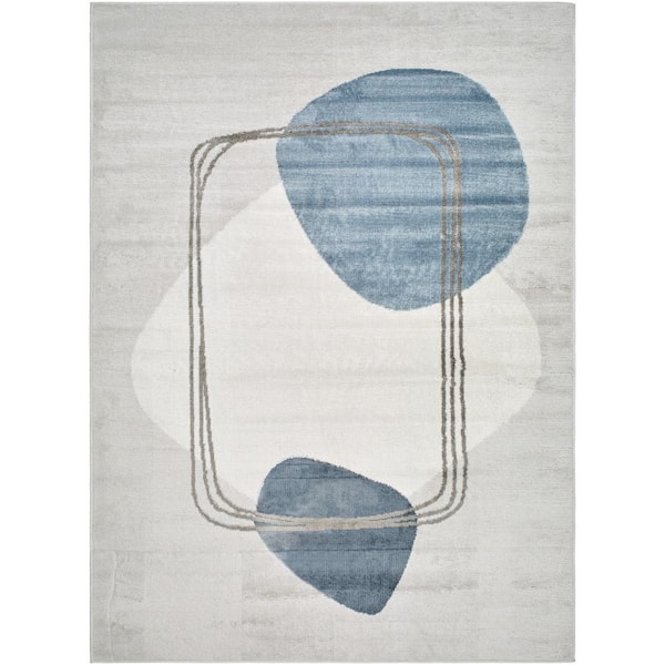 Livabliss St Tropez Blue/Gray Geometric 7 ft. x 9 ft. Indoor Area Rug