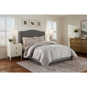 3-Piece Gray Cotton Linen Blend Full/Queen Comforter Set