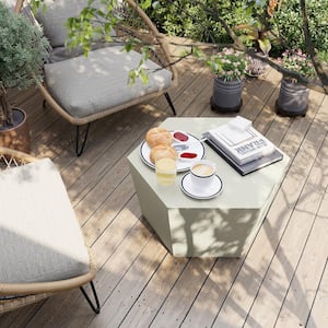 28 in. Indoor and Outdoor Patio Mgo Concrete Coffee Table in a Off-white Hexagon Design